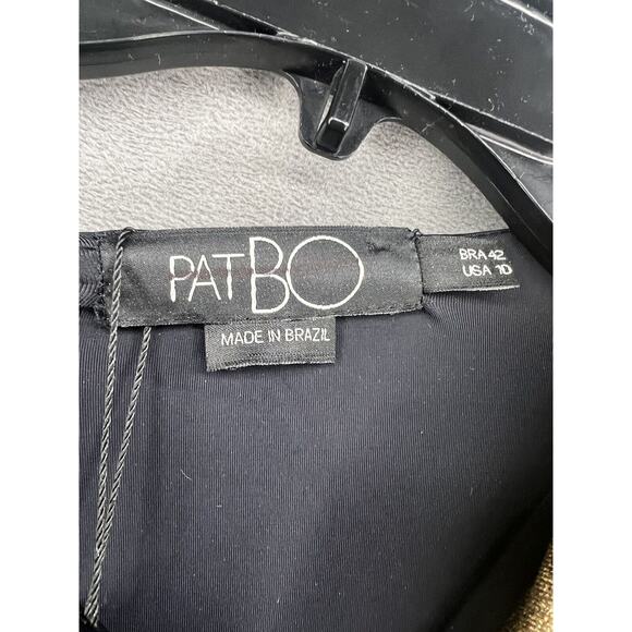 PatBO Metallic Velvet Mini Dress Size 10 Gold V Neck Womens Dress Empire Waist - Picture 11 of 14